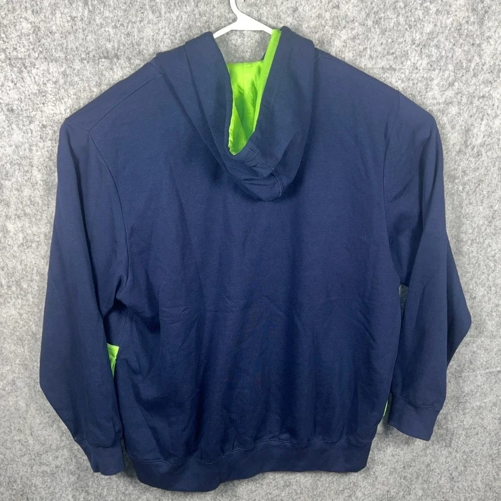 Majestic Seattle Seahawks Hoodie Men's 2XL Colorblock Navy Blue Action Green NFL